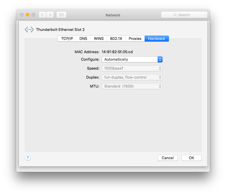 osx Mac screenshot of mac address