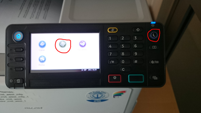 wake up the printer and choose scanner